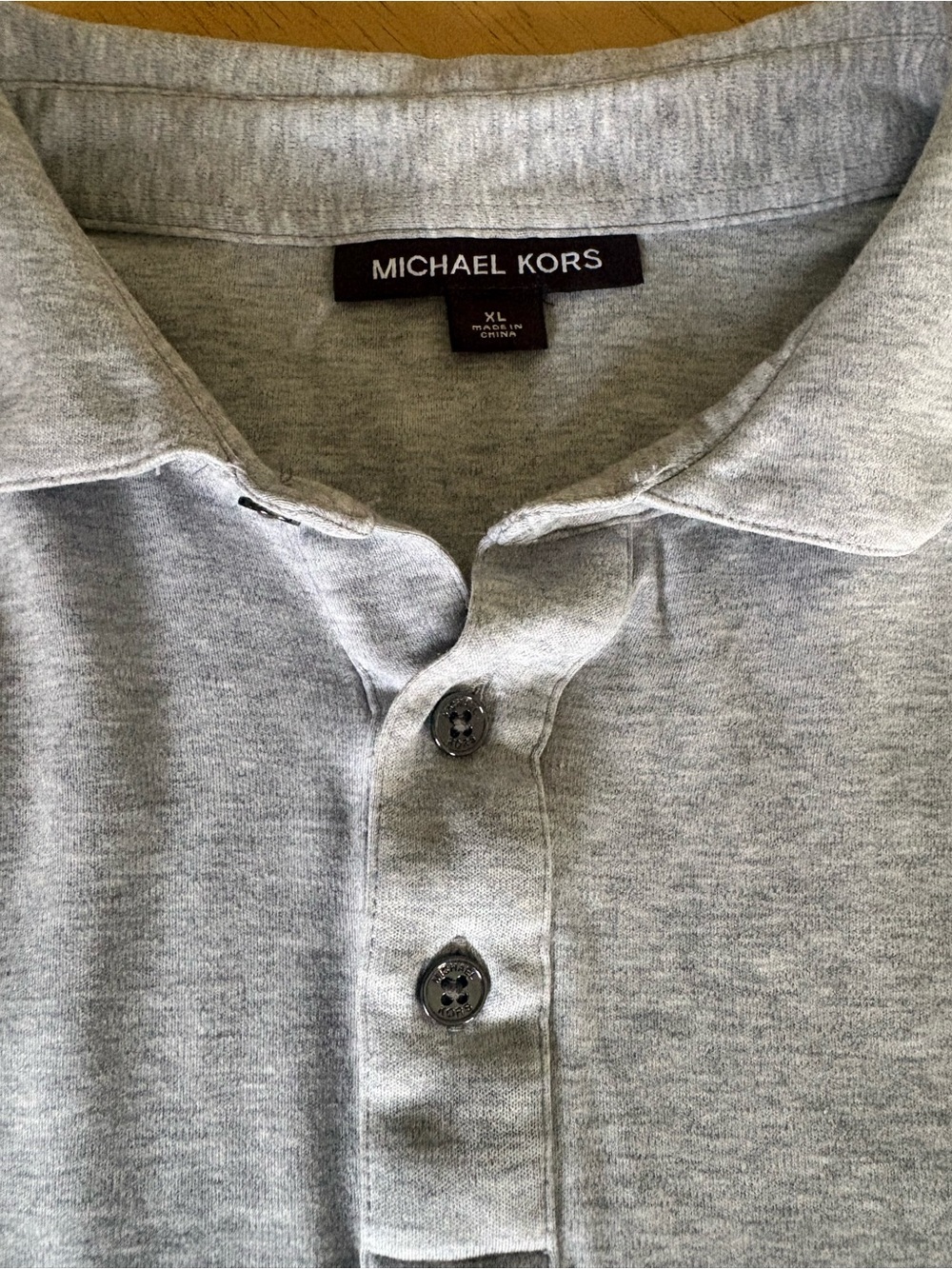 Michael Kors Men’s XL Grey Long Sleeve Polo – Embroidered MK Logo - Picture 2 of 3